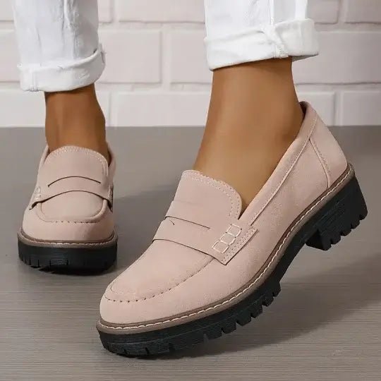 SUENTA Damen Bequeme, Klobige Loafer Alltagstauglich Mit Strukturierter Silhouette Rosa