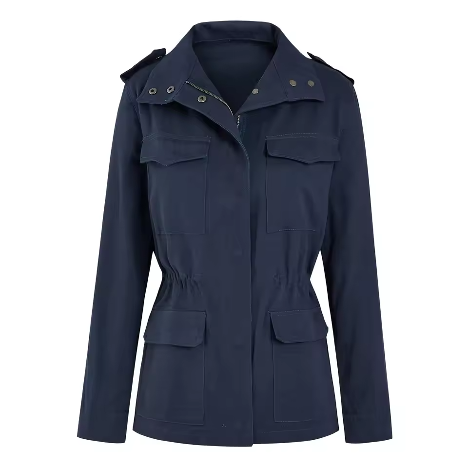 SUENTA Ēden - Damen Jacke Leicht Knopfverschluss Übergangsjahreszeiten Frühling Herbst Blau