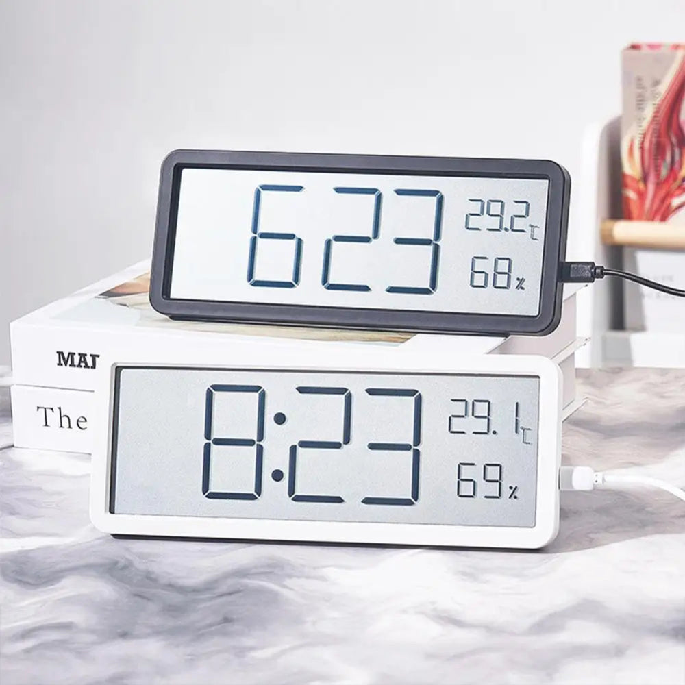 SUENTA Digitale LED Wanduhr Mit Temperatur Und Luftfeuchtigkeit