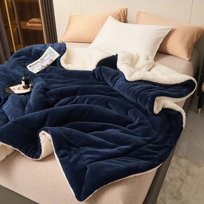 SUENTA Doppelseitige Wolldecke Für Sofa Und Bett Kuschelig Warm