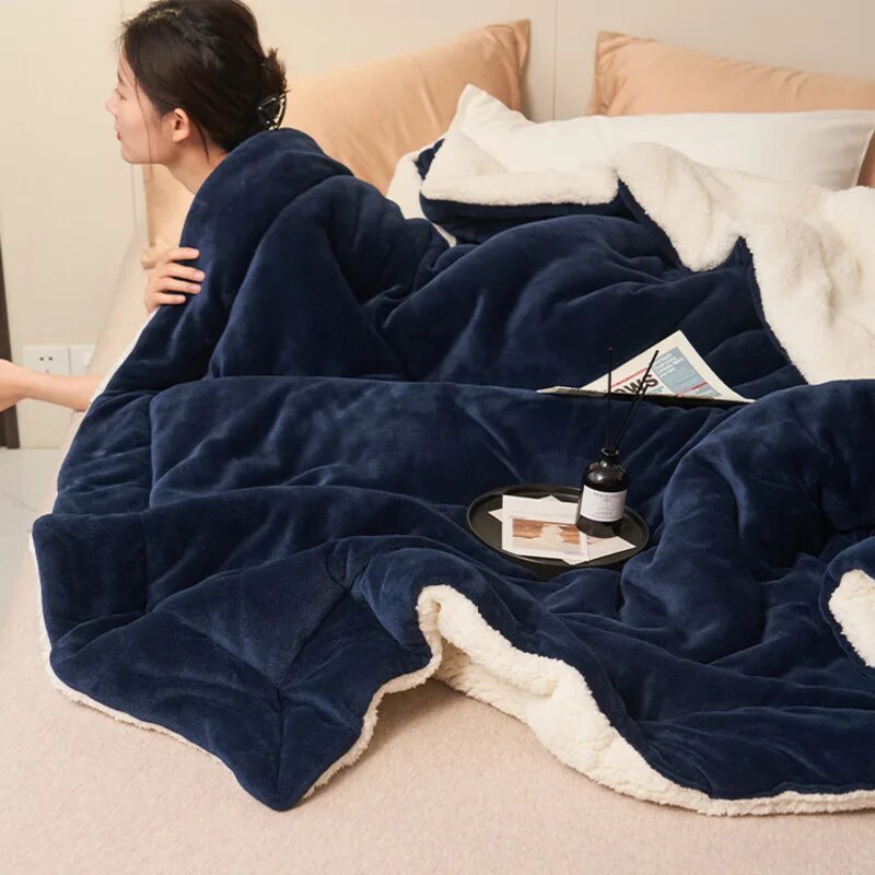 SUENTA Doppelseitige Wolldecke Für Sofa Und Bett Kuschelig Warm