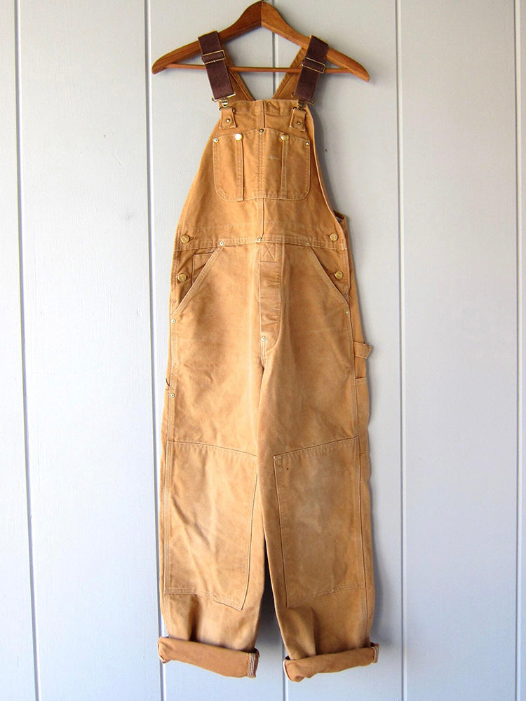 SUENTA Damen Canvas Latzhose – Robuster Overall mit Verstellbaren Trägern und Brusttasche Camel