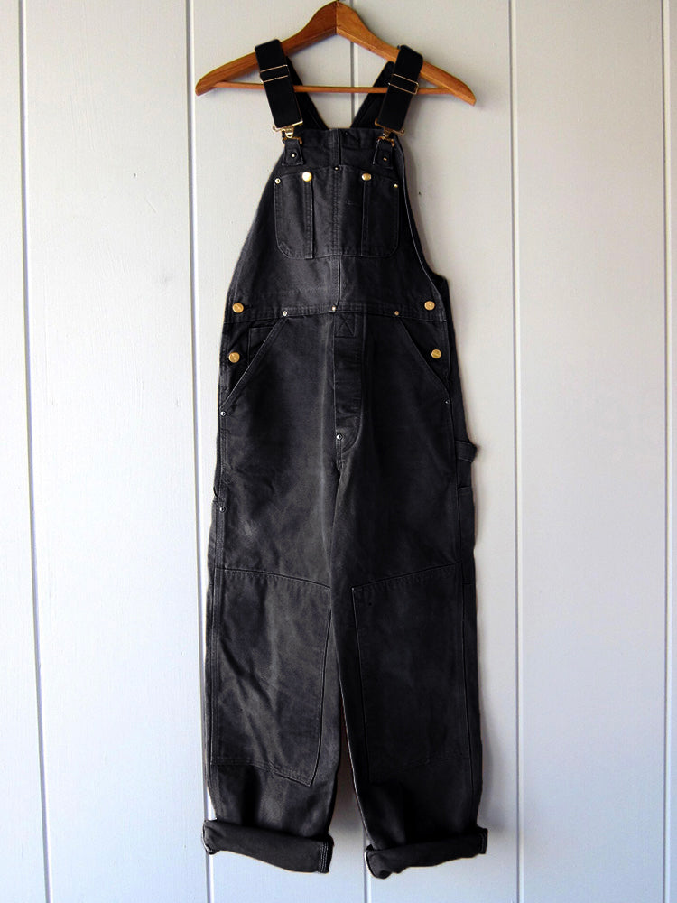 SUENTA Damen Canvas Latzhose – Robuster Overall mit Verstellbaren Trägern und Brusttasche Schwarz