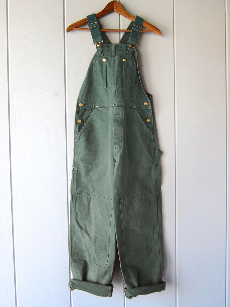 SUENTA Damen Canvas Latzhose – Robuster Overall mit Verstellbaren Trägern und Brusttasche Grün