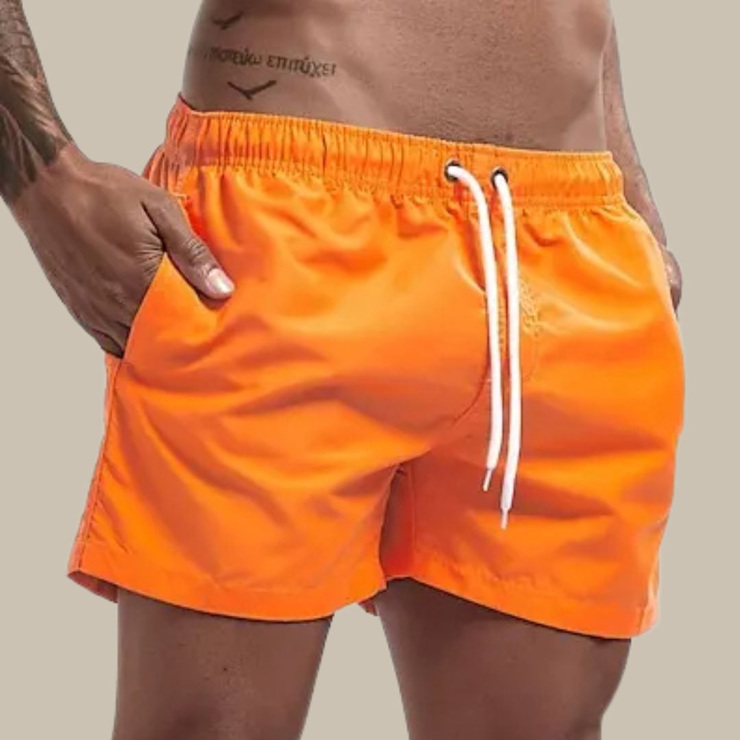SUENTA Obsidian | Herren Badeshorts schnelltrocknend mit elastischem Bund orange