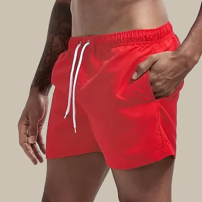 SUENTA Obsidian | Herren Badeshorts schnelltrocknend mit elastischem Bund rot