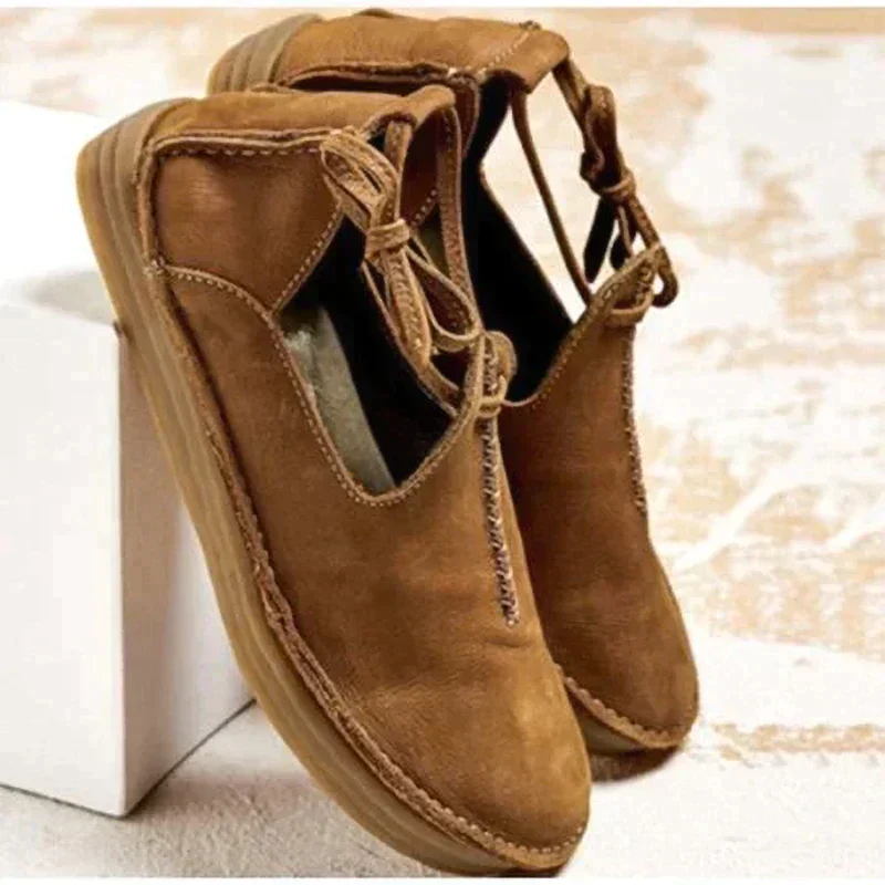 SUENTA Damen Lederschuhe Hochwertige Weiche Leder Herbst Passform - Winterstiefel Khaki