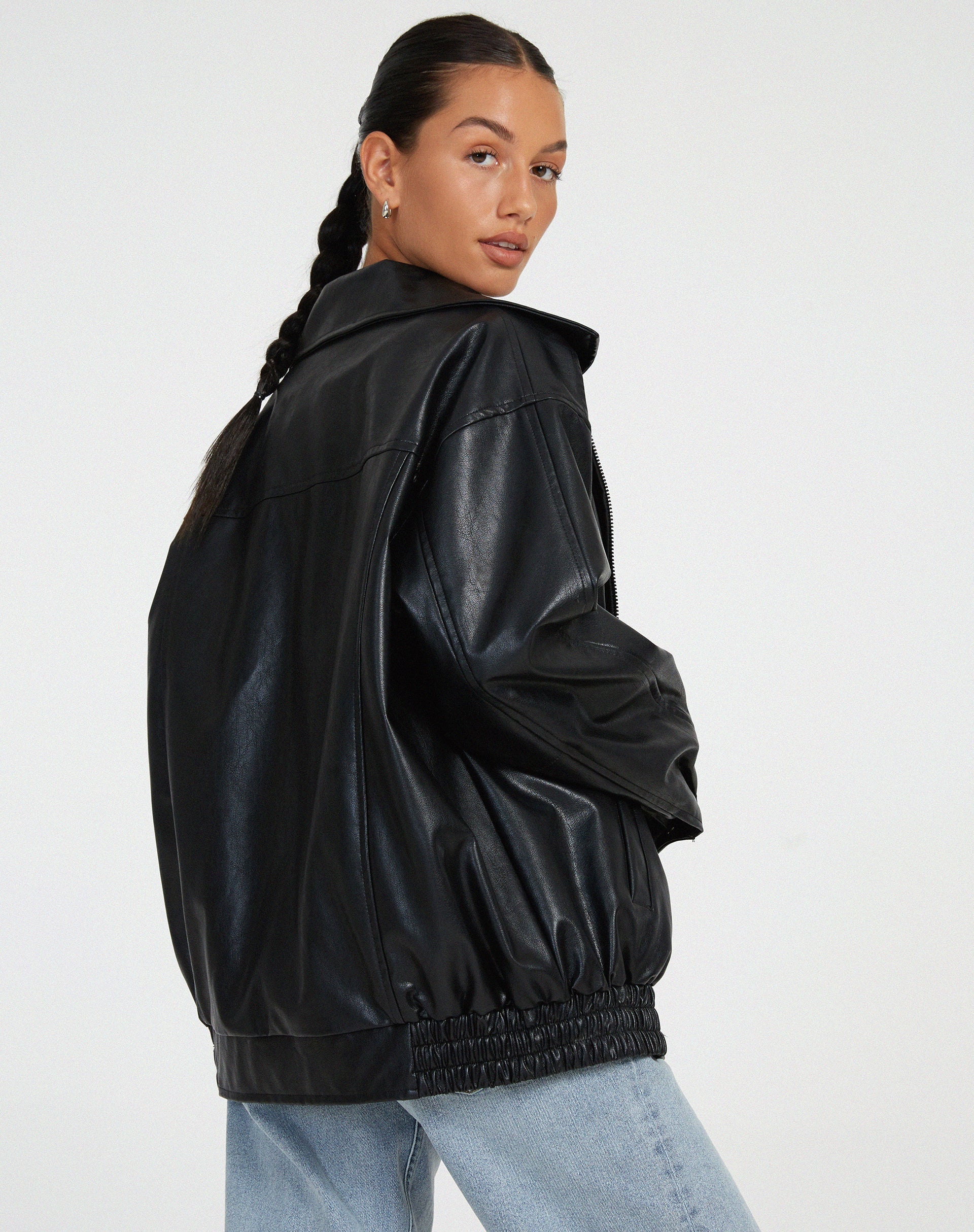 SUENTA Damen Elegante Oversized Lederjacke Für Jeden Anlass Jacke