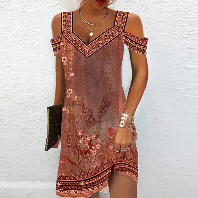 SUENTA Kleid Swing-Tunika-Kleid Weiches Leichtes Atmungsaktives Rot