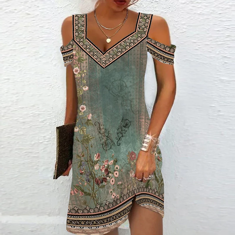 SUENTA Kleid Swing-Tunika-Kleid Weiches Leichtes Atmungsaktives Grün