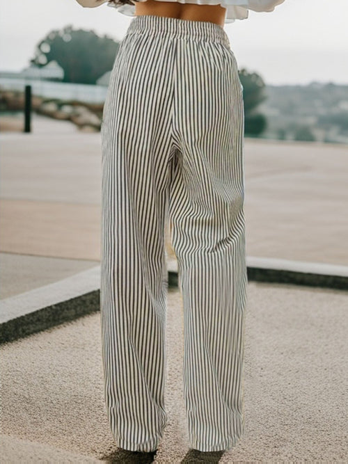 SUENTA Aureliuz Damenhose – Gestreiftes Design & Gummizug mit Kordelzug