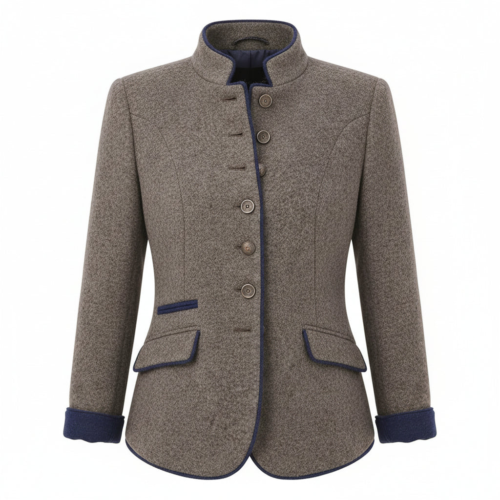SUENTA Damen Jacke Unifarben Design Pflegeleicht Hellbraun