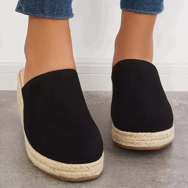 SUENTA Elegante Espadrille-Keilpantoletten mit schlankem, geschlossenem Zehenbereich