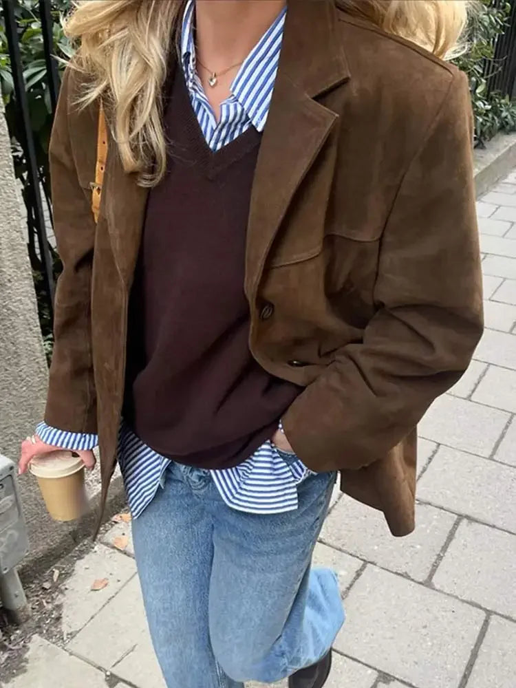 SUENTA Damen Herbstjacke Bequem Passform Perfekt Ideal Für Herbst Elegante Jacke