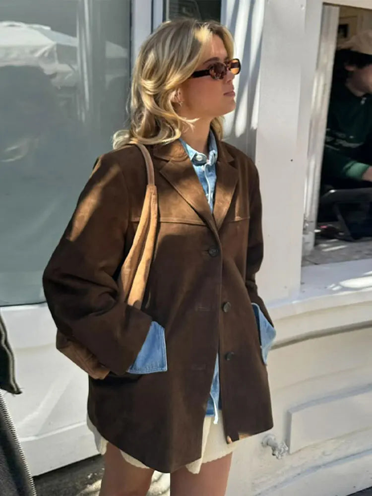SUENTA Damen Herbstjacke Bequem Passform Perfekt Ideal Für Herbst Elegante Jacke