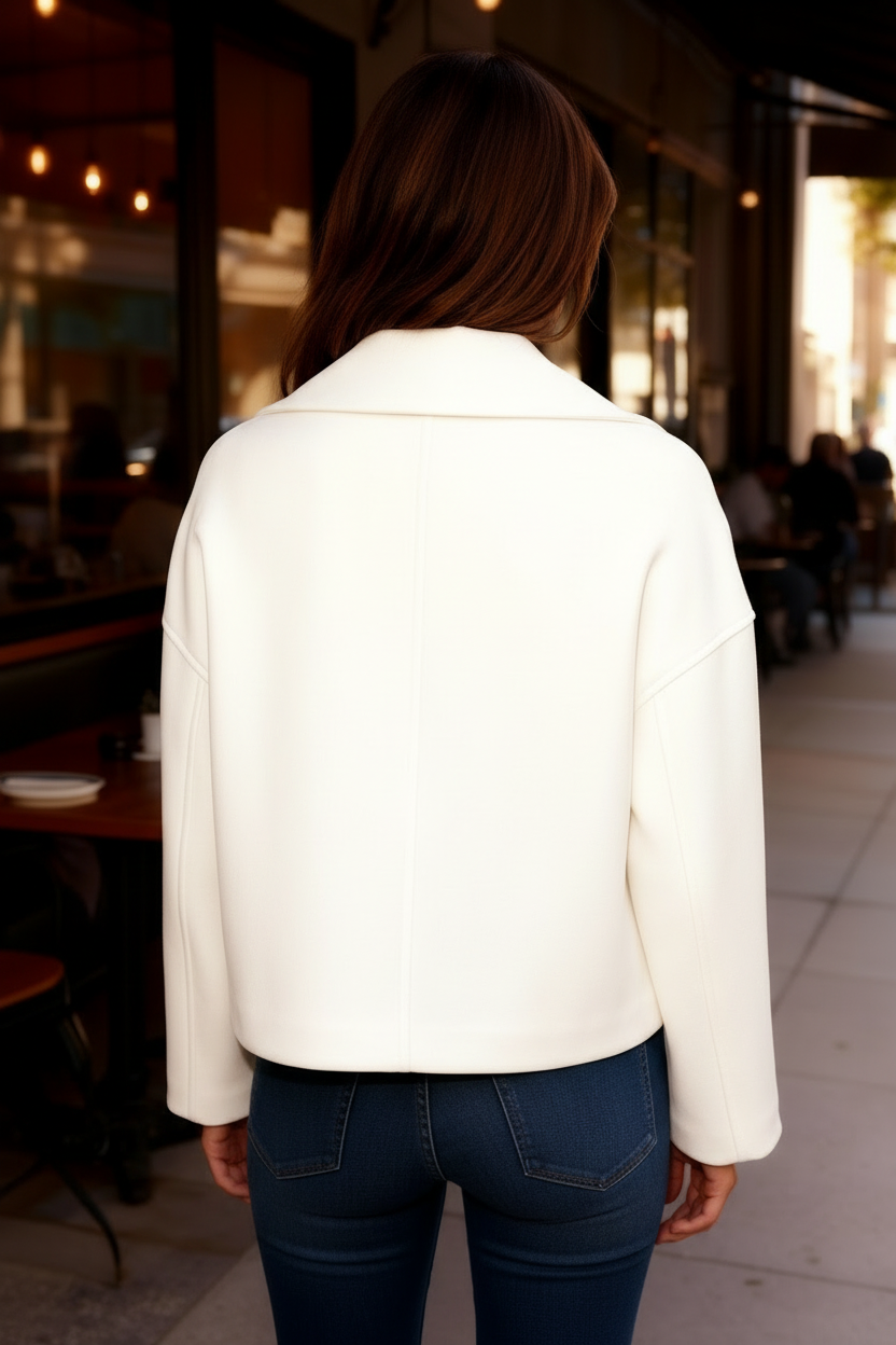 SUENTA Damen Kurzjacke Elegant Kurzschnitt Zweireihigen Polyester Mischung