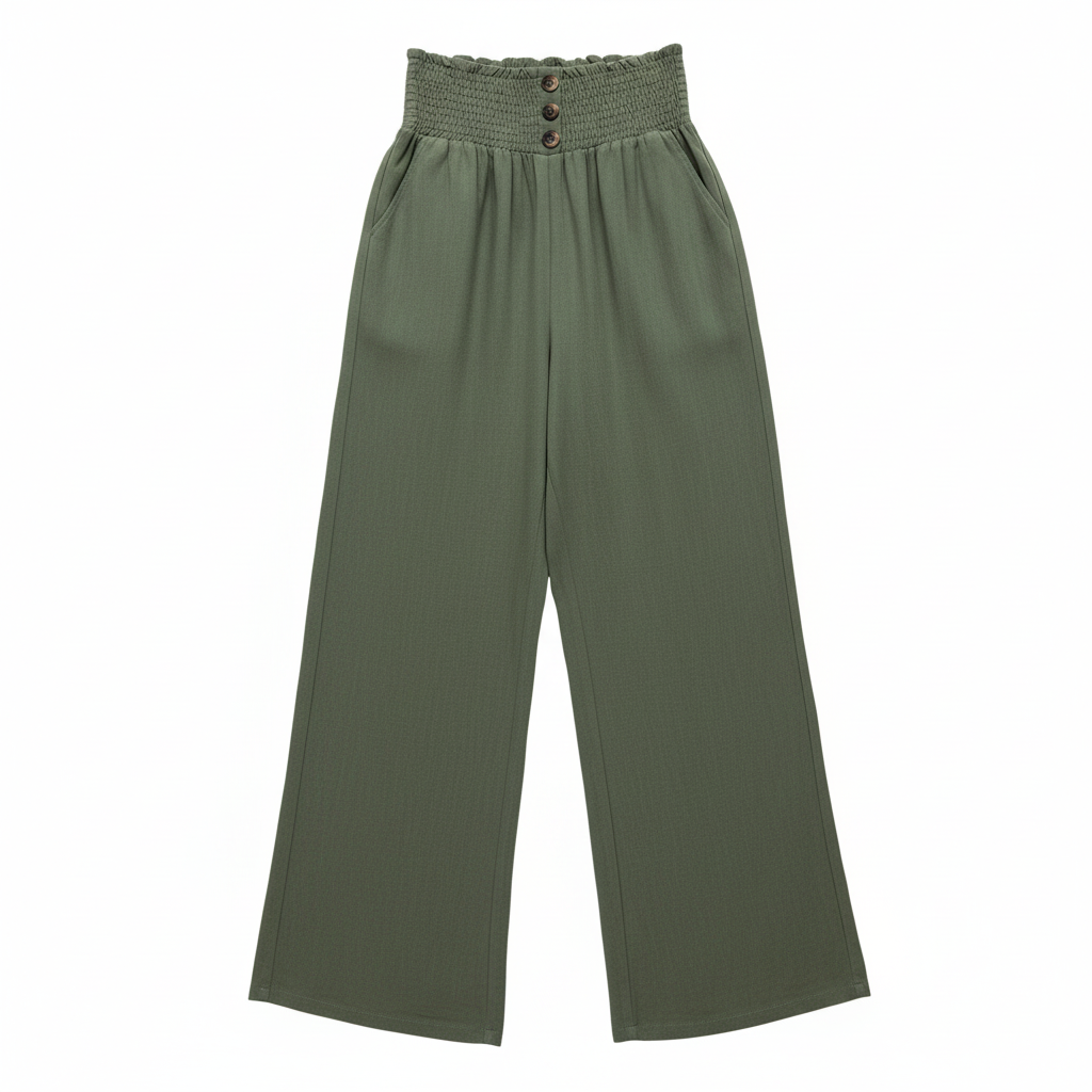 SUENTA Aureliuz Dame Bukser – Høj Talje & Elegante Knapdetaljer