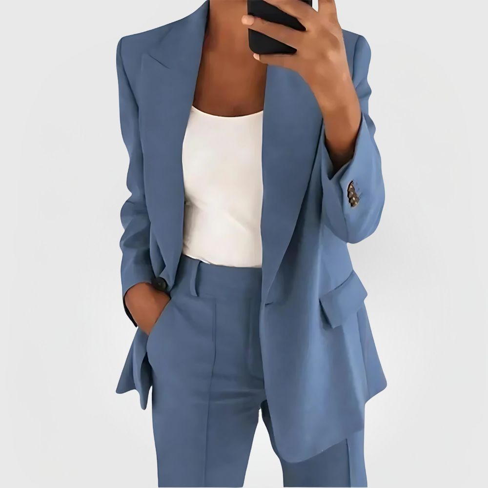 SUENTA Damen Blazer-Set Elegantes Eleganz Selbstvertrauen Hellblau