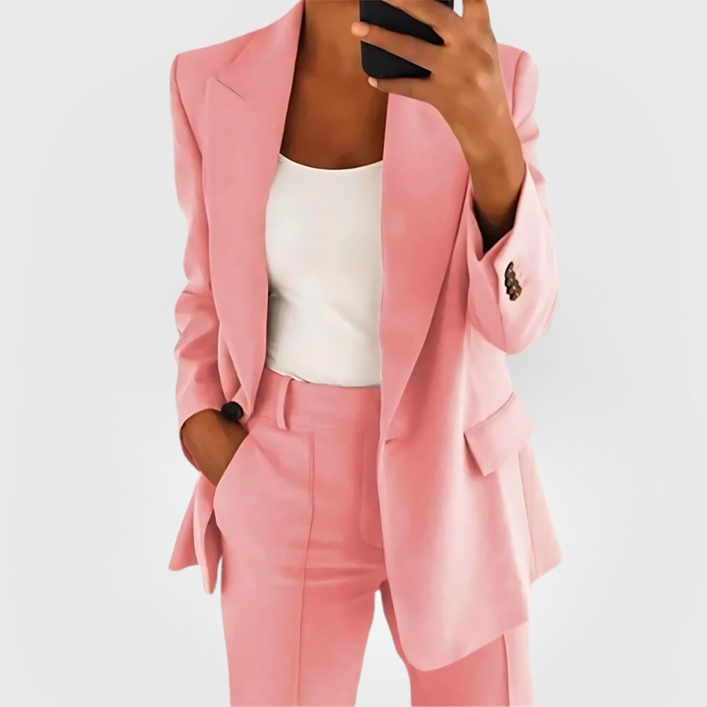 SUENTA Damen Blazer-Set Elegantes Eleganz Selbstvertrauen Hellrosa