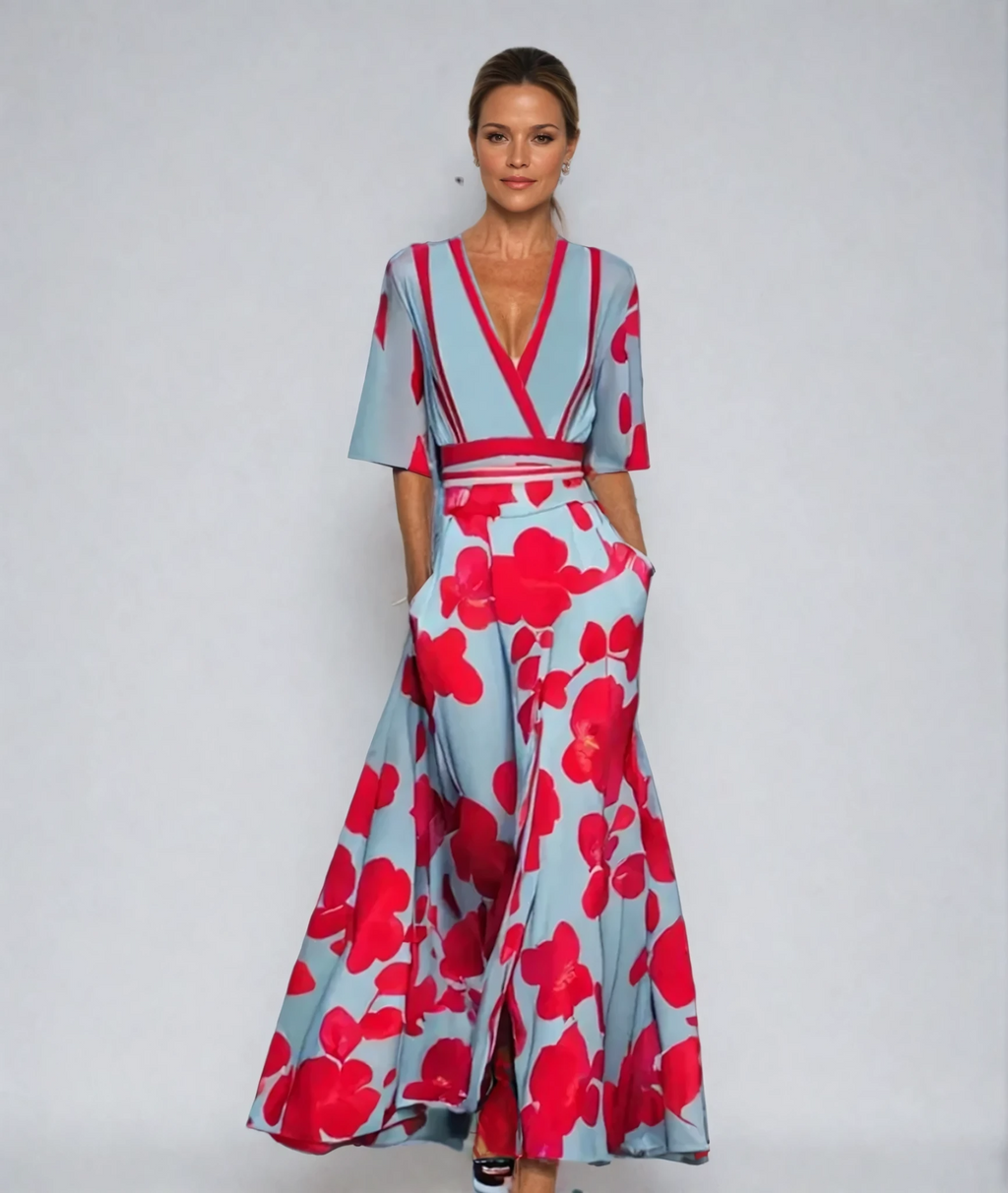 SUENTA Vøre | Elegantes Damen-Maxikleid mit Blumenmuster