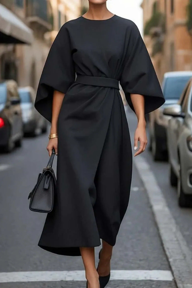 SUENTA Damen Statement-Kleid Tailliert – Elegante Passform & Hochzeitsgast Schwarz