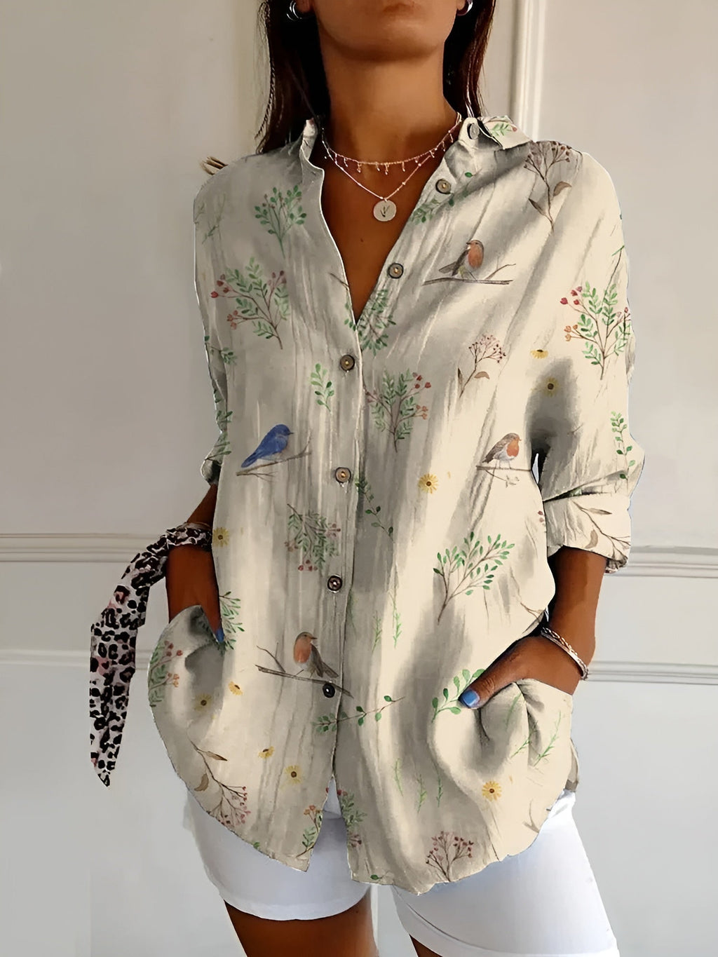 SUENTA Parsha | Damenhemd – Stilvolles Blumenmuster, leichte Passform & feminine Bequemlichkeit Fugle