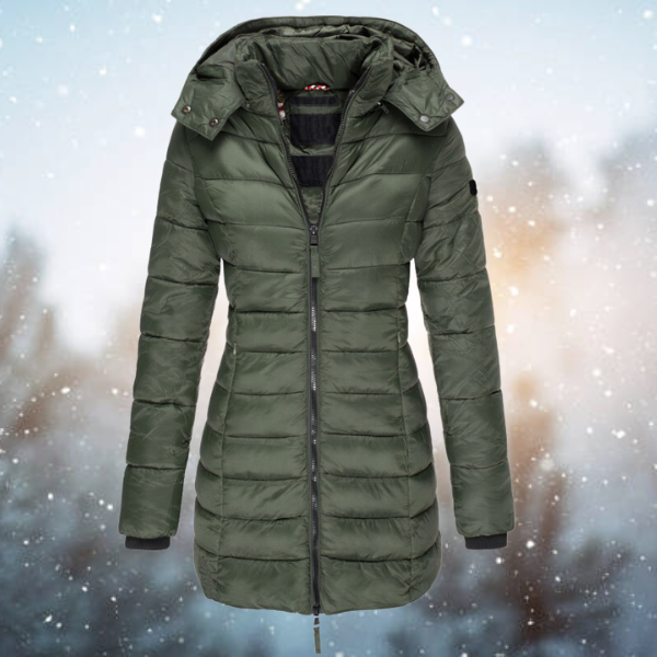 Bersh | Damen Lange Steppjacke mit Kapuze für den Winter