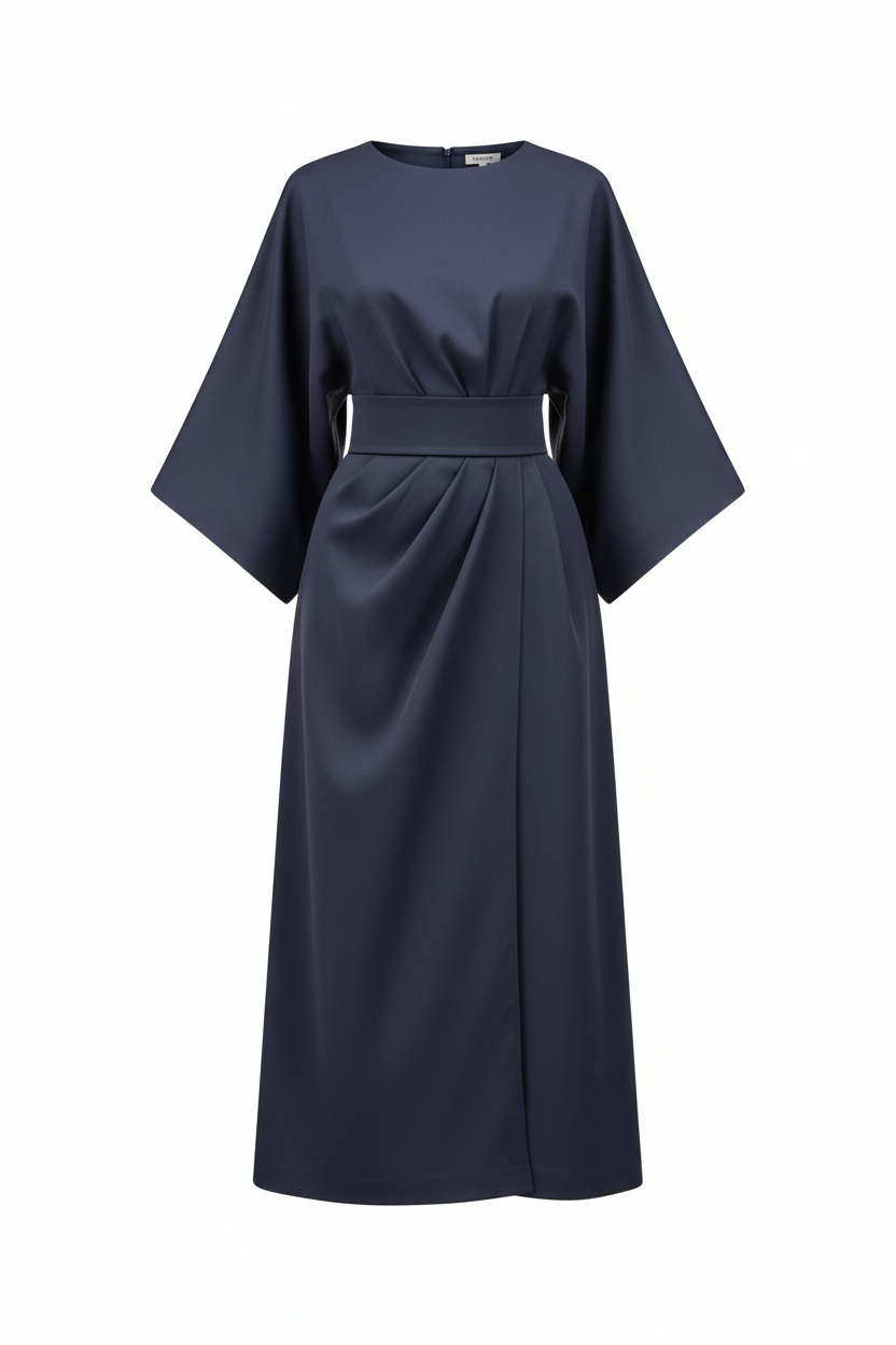 SUENTA Damen Taillierte Maxikleid Mit Gürtel Lange Silhouette