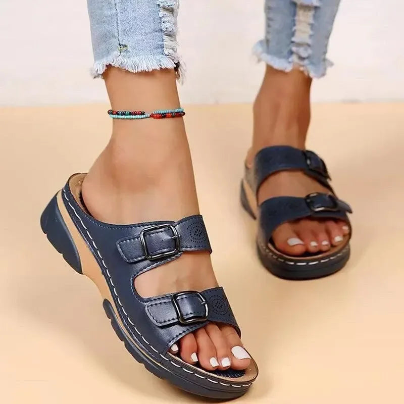 SUENTA Elora | Damensandalen – Ultimativer Komfort & Sanfte Druckentlastung Marineblau