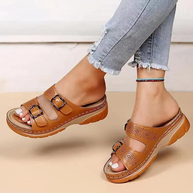 SUENTA Elora | Damensandalen – Ultimativer Komfort & Sanfte Druckentlastung Brown