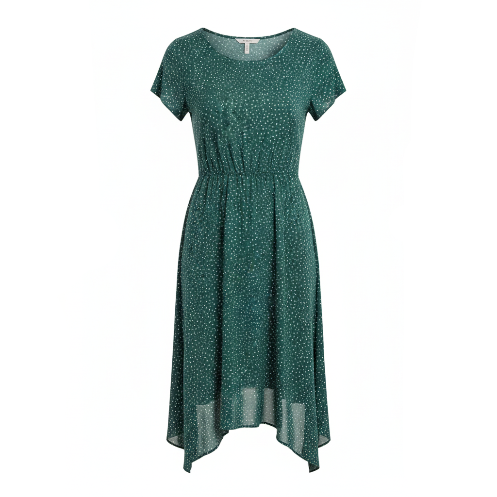 SUENTA Zahara | Damen Mini-Sommerkleid – Rundhalsausschnitt & Kurze Ärmel (Grün)