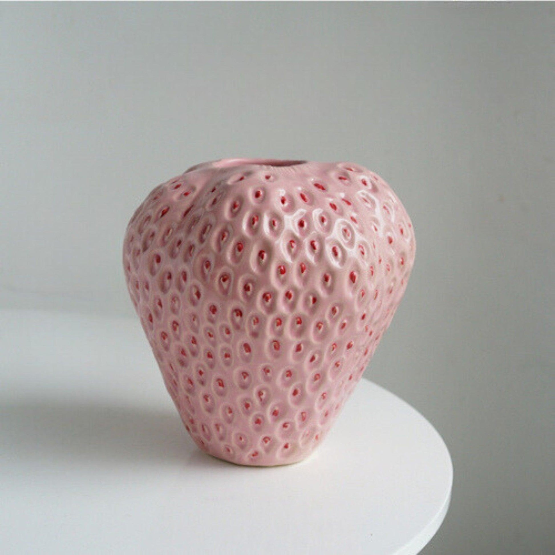 SUENTA Erdbeer Deko Vase Aus Keramik Für Blumen Und Tischdeko Rosa Medium