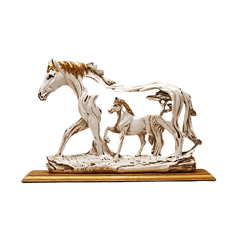 SUENTA Elegante Pferde-Skulptur mit Kunstvollem Baumrahmen