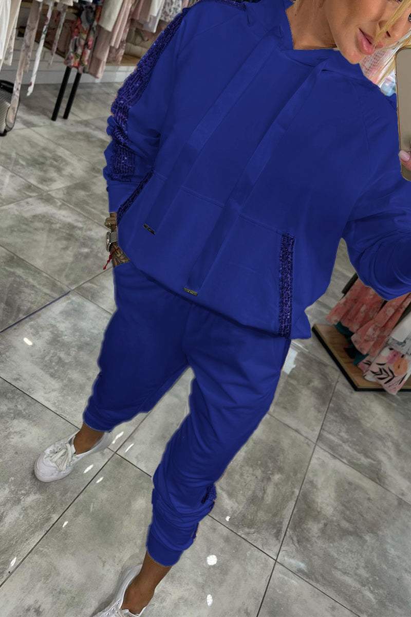 SUENTA Damen Herfst Set Vielseitiges Outfit Für Alltag Und Freizeit Blau