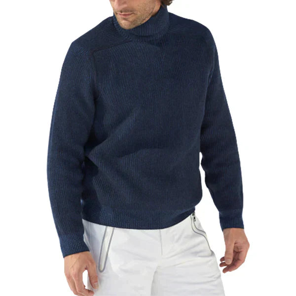 SUENTA Rollkragenpullover Weichen, Leichten Material Look Marineblau