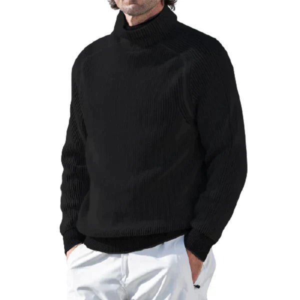 SUENTA Rollkragenpullover Weichen, Leichten Material Look Schwarz