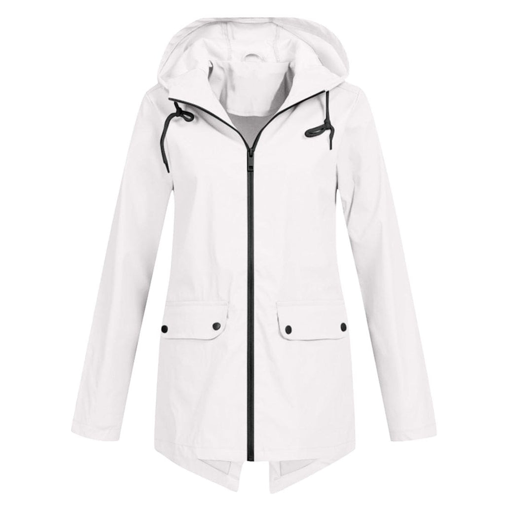 SUENTA Regenjacke Damen Kapuze Wasserdichte Leicht Atmungsaktiv - Winterjacke Damen Weiß