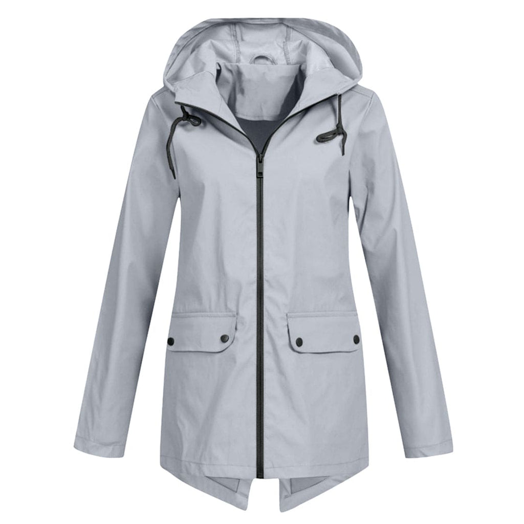 SUENTA Regenjacke Damen Kapuze Wasserdichte Leicht Atmungsaktiv - Winterjacke Damen Grau