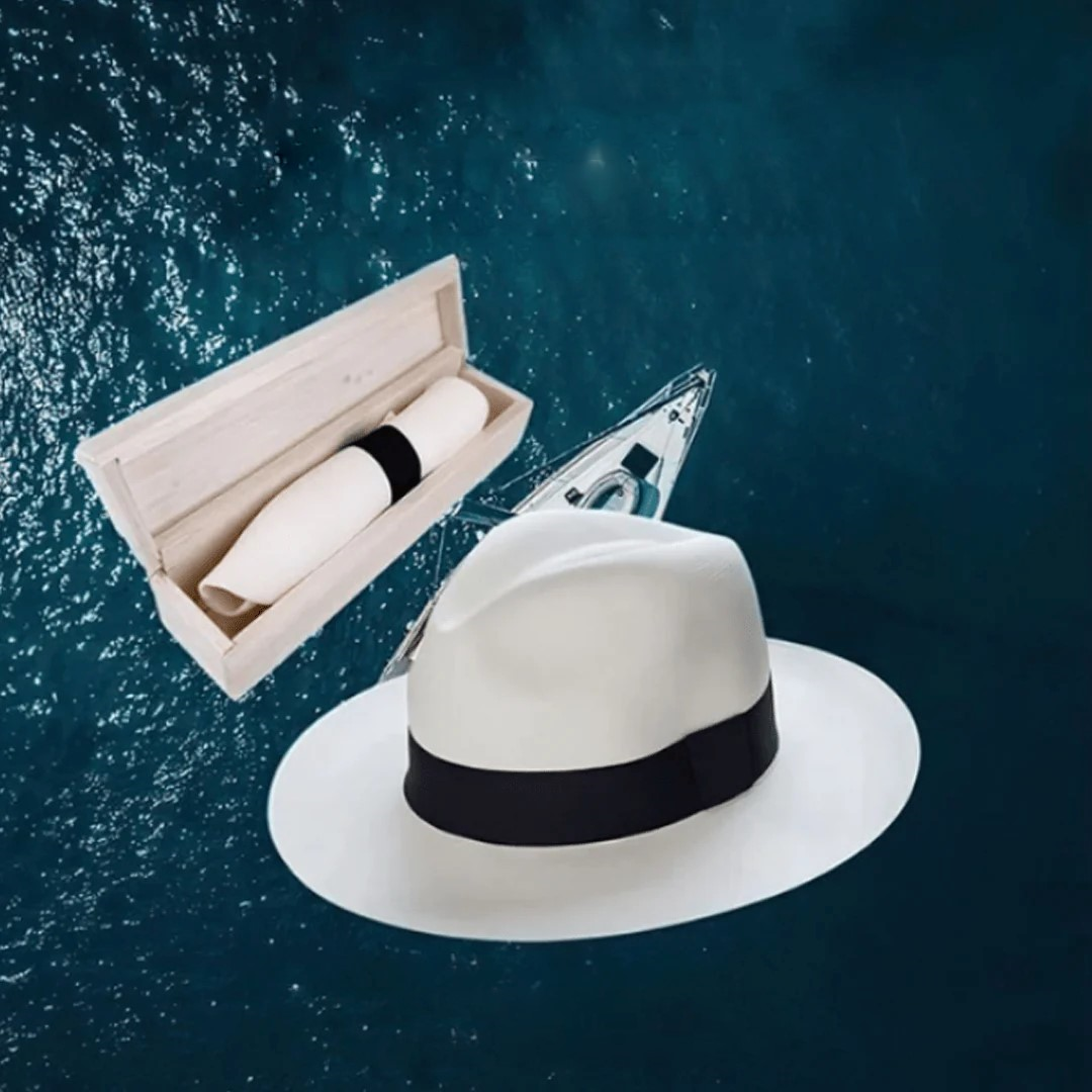 SUENTA Fedora Filzhut Weiß Mit Schwarzem Band Einheitsgröße Weiß