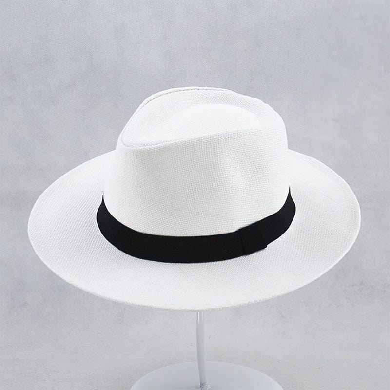 SUENTA Fedora Filzhut Weiß Mit Schwarzem Band Einheitsgröße