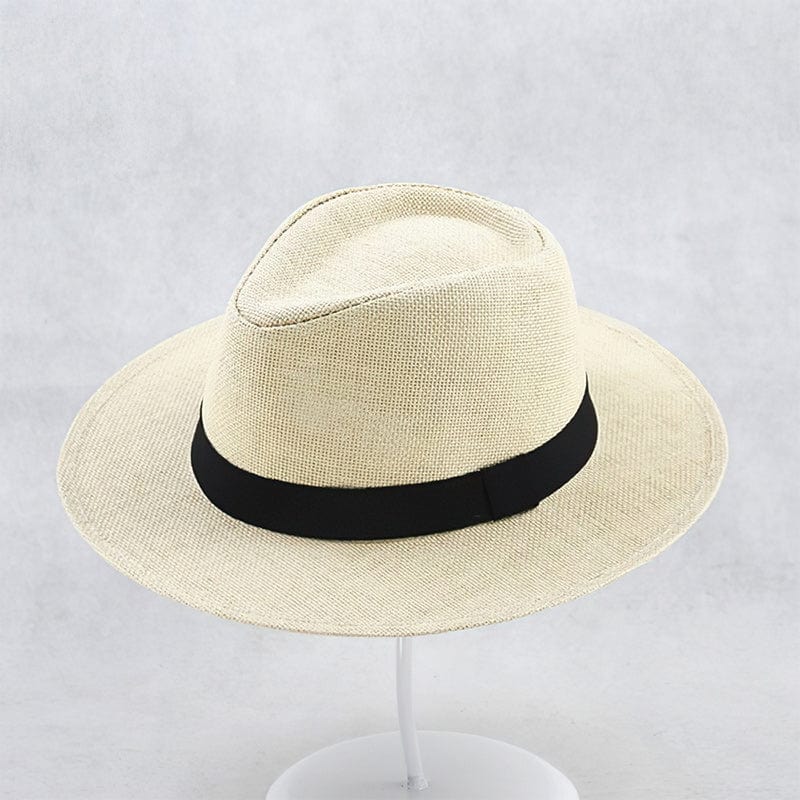 SUENTA Fedora Filzhut Weiß Mit Schwarzem Band Einheitsgröße
