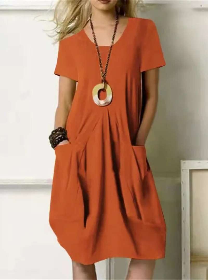 SUENTA Figurformendes, Stilvolles Knielanges Kleid Sofortige Eleganz Orange