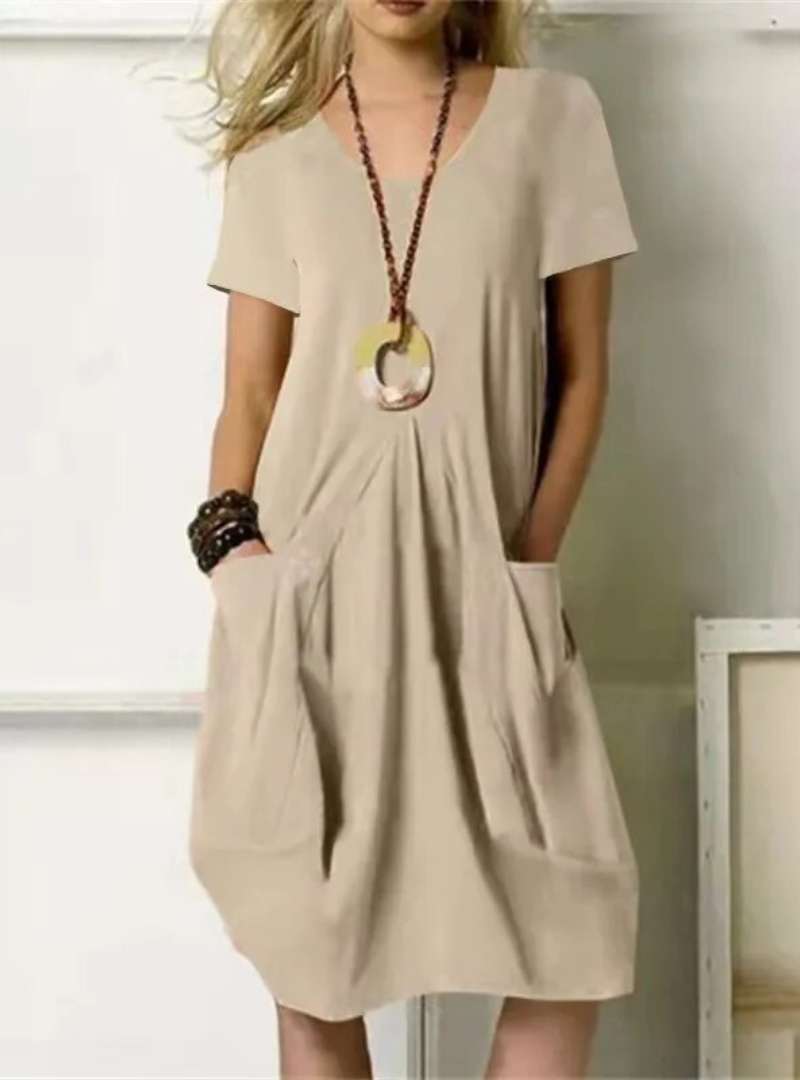 SUENTA Figurformendes, Stilvolles Knielanges Kleid Sofortige Eleganz Khaki