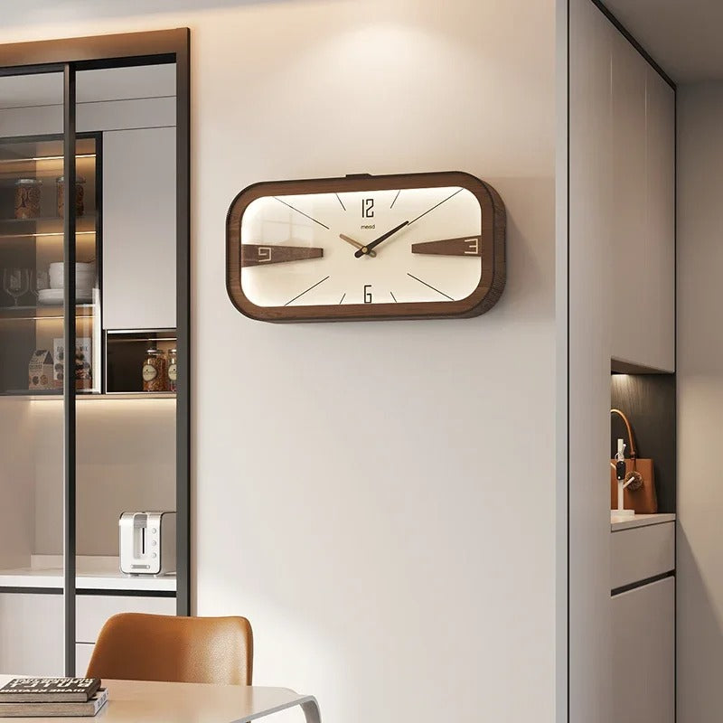SUENTA Wald-Wanduhr Holzuhr Minimalistisches Design Zeitlos Rechteck 35 cm x 17 cm