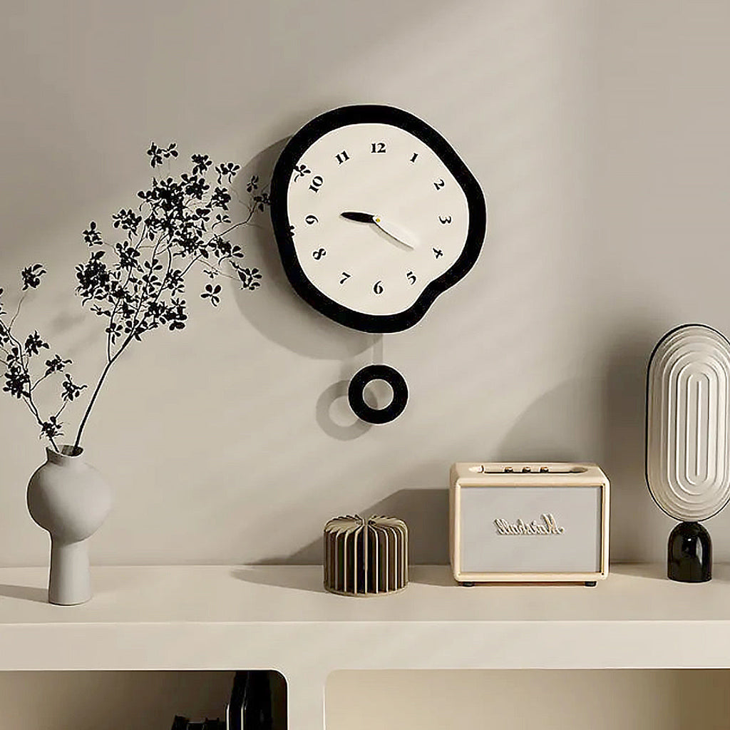 SUENTA Geformte Zeitwanduhr Abstraktes Design Leise Quarzpendelwerk