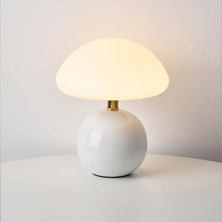SUENTA Französische Creme Pilz Lampe Bauhaus-Ästhetik Keram Weiß