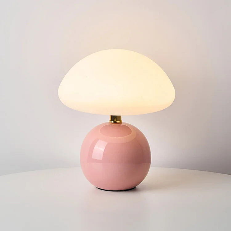 SUENTA Französische Creme Pilz Lampe Bauhaus-Ästhetik Keram Rosa