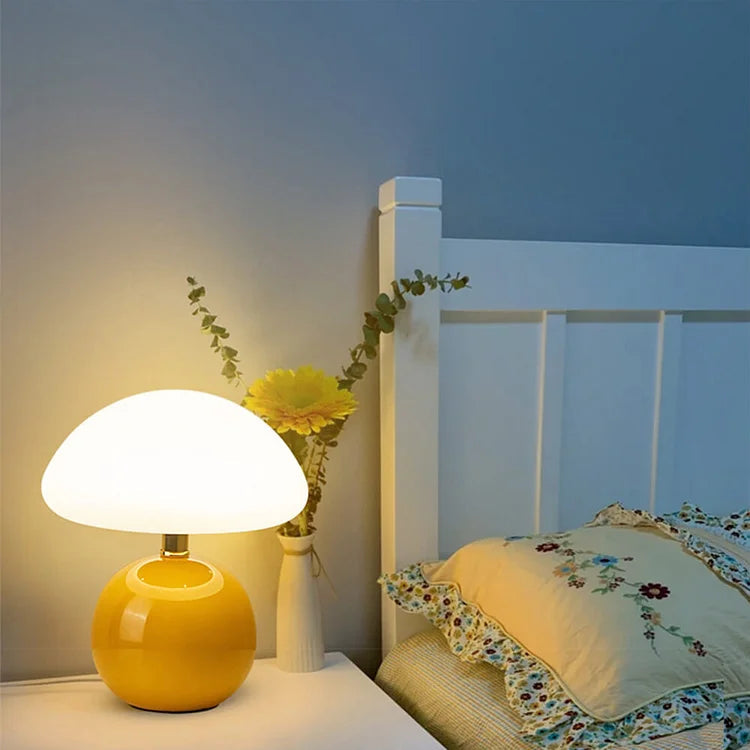 SUENTA Französische Creme Pilz Lampe Bauhaus-Ästhetik Keram
