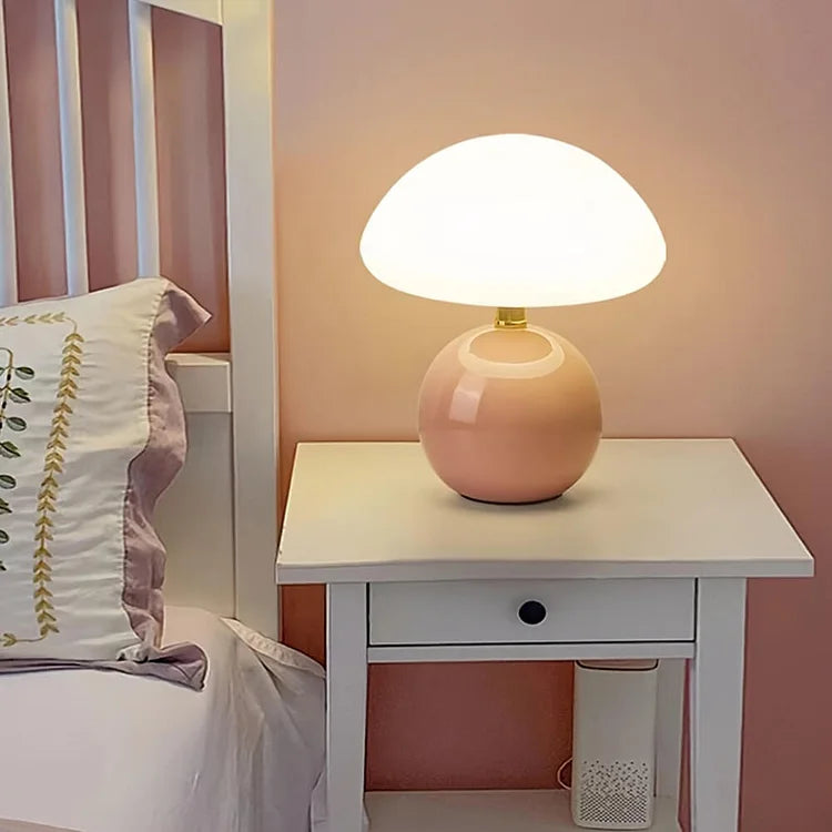 SUENTA Französische Creme Pilz Lampe Bauhaus-Ästhetik Keram