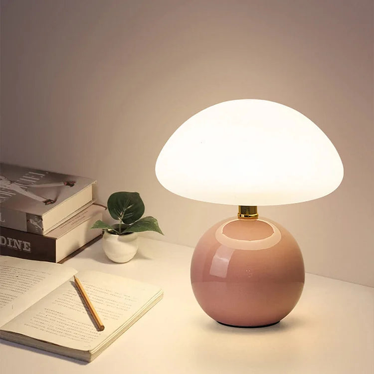SUENTA Französische Creme Pilz Lampe Bauhaus-Ästhetik Keram